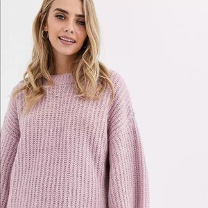 recycled yarn sweater with balloon sleeves in lilac